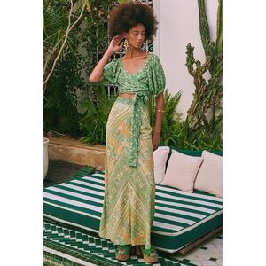 NWT Spell Madame peacock maxi skirt XXS